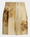 Polo Ralph Lauren Tracy Pleated Floral Silk Gauze Short In Cla Tan