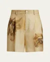 Polo Ralph Lauren Tracy Pleated Floral Silk Gauze Short In Cla Tan