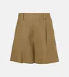 Polo Ralph Lauren Tracy Pleated Linen Shorts In Green