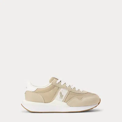 Polo Ralph Lauren Kids' Train 89 Faux-suede Sneaker In Khaki/white