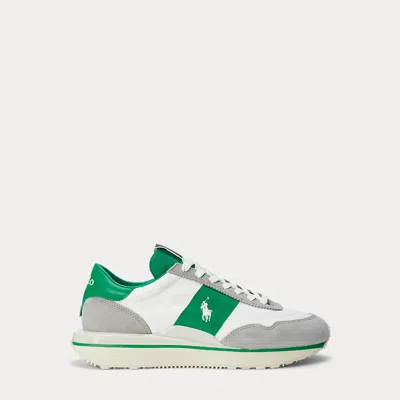 Polo Ralph Lauren Train 89 Leather & Canvas Trainer In Gray