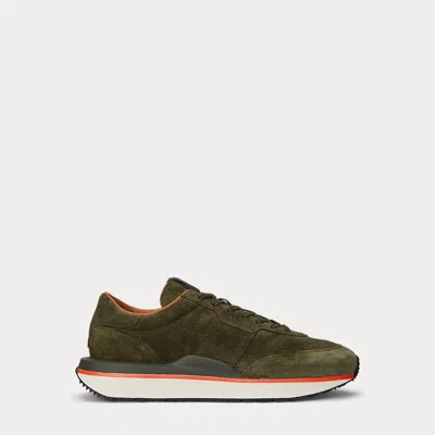 Polo Ralph Lauren Train 89 Suede Sneaker In Armadillo/active Orange
