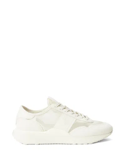 Polo Ralph Lauren Train 89 Tonal Stripes Sneakers In White
