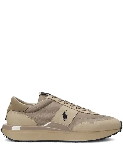 Polo Ralph Lauren Train 89 Sneakers With Logo In Brown