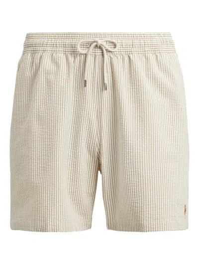 Polo Ralph Lauren Traveler Classic Striped Swim Shorts In Neutral