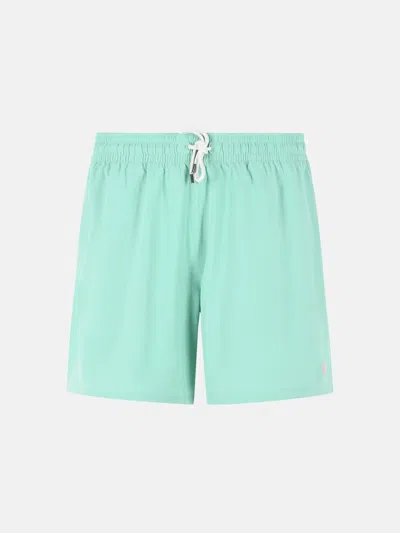 Polo Ralph Lauren 'traveler' Green Stretch Polyester Swimsuit