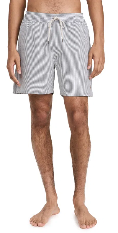 Polo Ralph Lauren Mens Traveler Striped Swim Shorts New Olive Seersucker