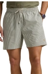 Polo Ralph Lauren 14.5 Cm Traveller Swimming Trunk In New Olive Seersucker
