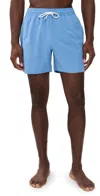 Polo Ralph Lauren Traveler Solid Swim Trunks 5.5 Harbor Island Blue W/ White Pp In Blue