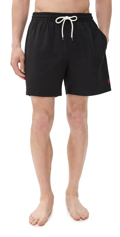 POLO RALPH LAUREN TRAVELER SOLID SWIM TRUNKS POLO BLACK