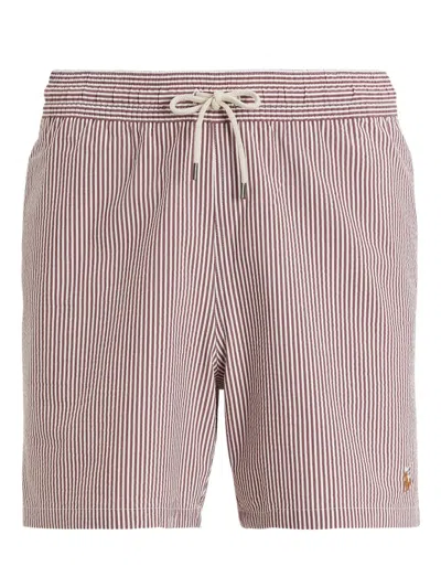 Polo Ralph Lauren Traveler Striped Drawstring Swim Shorts In Pink