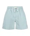 Polo Ralph Lauren Mens Traveller Striped Swim Shorts Raft Green Seersucker Xxl In Blue