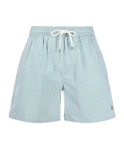 Polo Ralph Lauren White/green Striped Swim Trunks