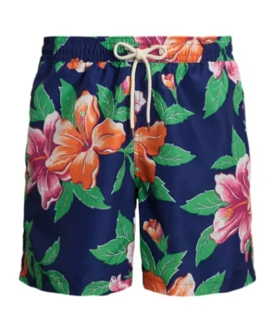 Polo Ralph Lauren Floral-print Swim Shorts In Hibiscus Navy