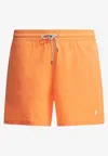 Polo Ralph Lauren Fluo Orange Stretch Polyester Swimming Shorts In Orange