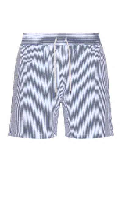 Polo Ralph Lauren White/blue Striped Swim Trunks In Light Blue