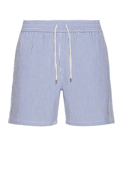 Polo Ralph Lauren White/blue Striped Swim Trunks In Light Blue