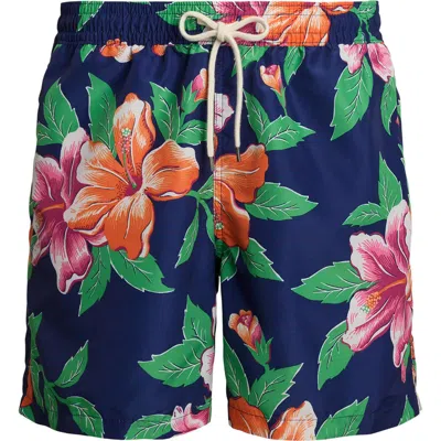Polo Ralph Lauren Floral-print Swim Shorts In Hibiscus Navy