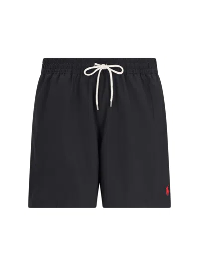 Polo Ralph Lauren Traveler Swimming Shorts Swimwear In Black  