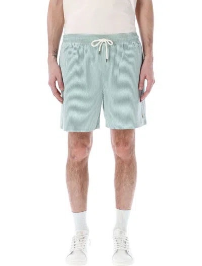 Polo Ralph Lauren White/green Striped Swim Trunks