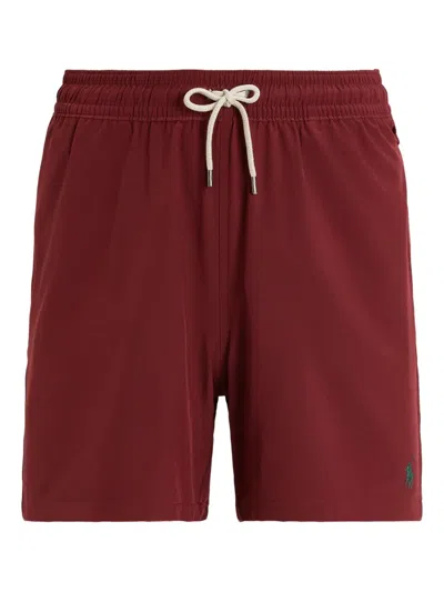 Polo Ralph Lauren Traveller Elasticated-drawstring Swim Shorts In Burgundy