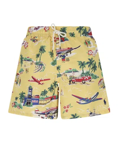 Polo Ralph Lauren Polo Bear Traveller Swim Shorts In Yellow
