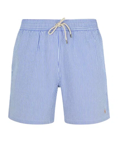 Polo Ralph Lauren Traveler Seersucker Swim Trunks In Blue