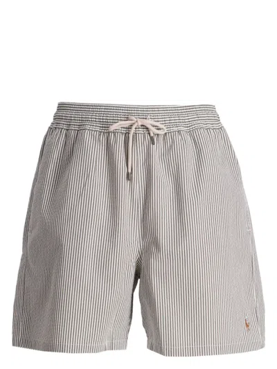 Polo Ralph Lauren Mens Traveler Striped Swim Shorts New Olive Seersucker