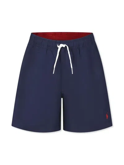 Polo Ralph Lauren Kids' Traveller Swimming Trunk In Blue