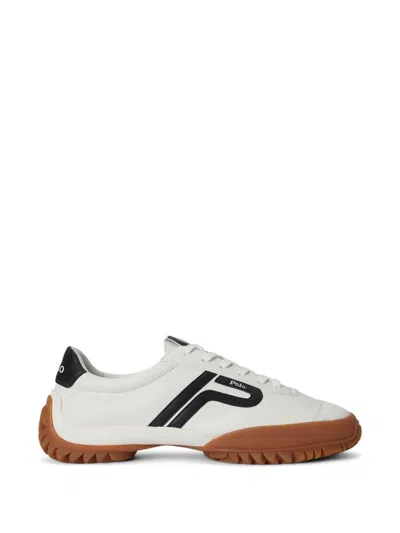 Polo Ralph Lauren Treaded Leather Sneakers In Black