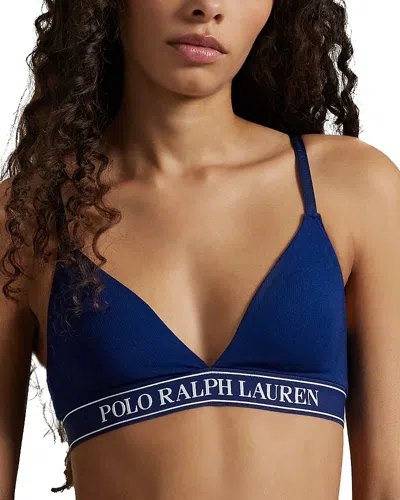 Polo Ralph Lauren Logo-underband Triangle Bra In Blue