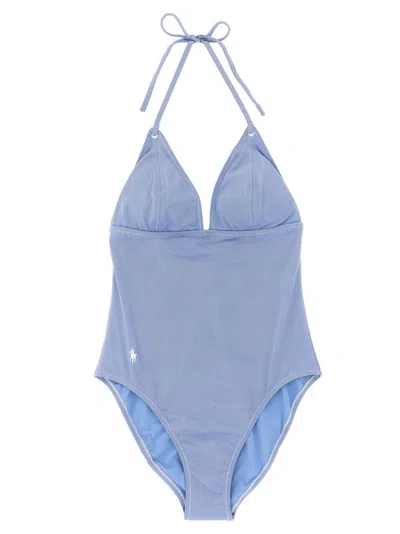 Polo Ralph Lauren Triangle Halter One-piece One-piece Swimsuit In Blue