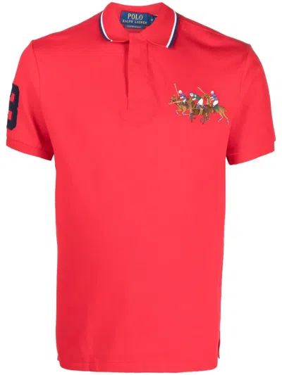 Polo Ralph Lauren Triple-pony Cotton Polo Shirt In Red