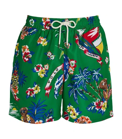 Polo Ralph Lauren Tropical Bear Swim Shorts In Green