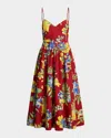Polo Ralph Lauren Tropical-floral Cotton Poplin Dress In Multi