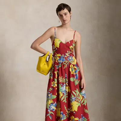 Polo Ralph Lauren Tropical-floral Cotton Poplin Dress In Paradise Petals