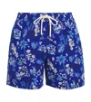 Polo Ralph Lauren Traveler Straight-leg Mid-length Floral-print Seersucker Swim Shorts In Blue