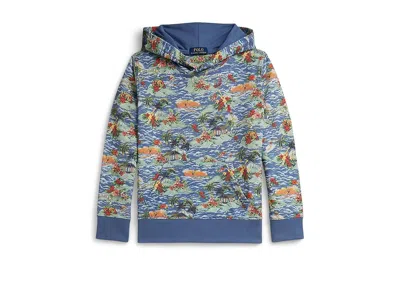 Polo Ralph Lauren Tropical-print French Terry Hoodie (big Kid) Boy's Sweatshirt Rl Surf Club : Md (10-12 Big Kid), Cot In Blue