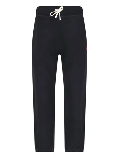 Polo Ralph Lauren Straight Leg Trousers With Elastic Waistband And Cuffs In Black
