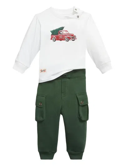 Polo Ralph Lauren Babies' Truck-print Jersey Two-piece Set In Green