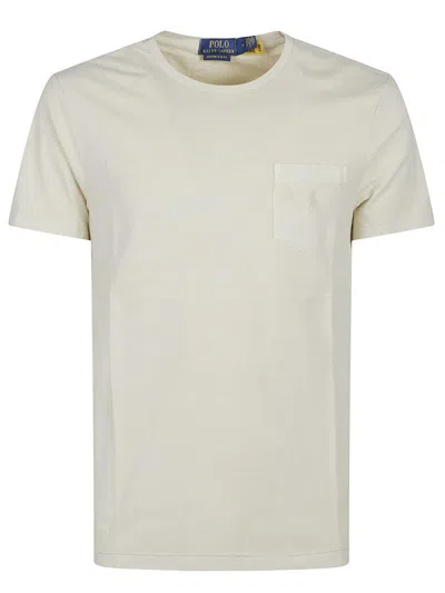 Polo Ralph Lauren Polo Pony Embroidered Crewneck T-shirt In Beige