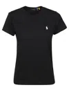 Polo Ralph Lauren Black Crewneck T-shirt With Contrasting Logo Embrodery In Black