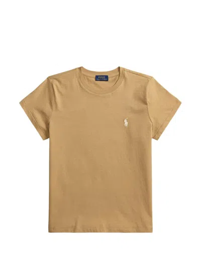 Polo Ralph Lauren Crew-neck T-shirt With Logo In Brown