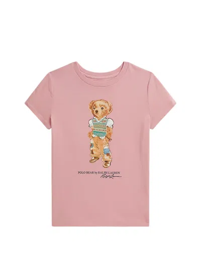 Polo Ralph Lauren T-shirt Manica Corta "teddy Bear" In Pink