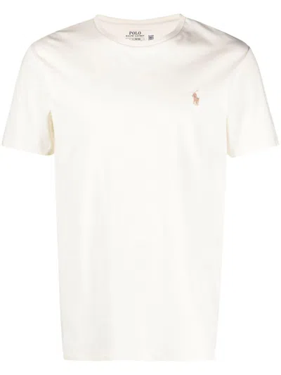 Polo Ralph Lauren T-shirt Panna Con Logo Sul Petto  In Neutral