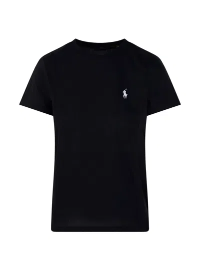 Polo Ralph Lauren Womens Polo Black Logo-embroidered Short-sleeve Cotton T-shirt