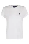 Polo Ralph Lauren White Crewneck T-shirt With Contrasting Logo Embrodery In White