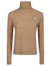 Polo Ralph Lauren Cable Knit Turtleneck Sweater In Collection Camel Melange