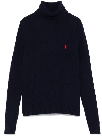 Polo Ralph Lauren Turtle Neck Sweather With Logo In Blue