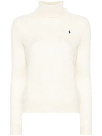 Polo Ralph Lauren Turtle Neck Sweather With Logo In White